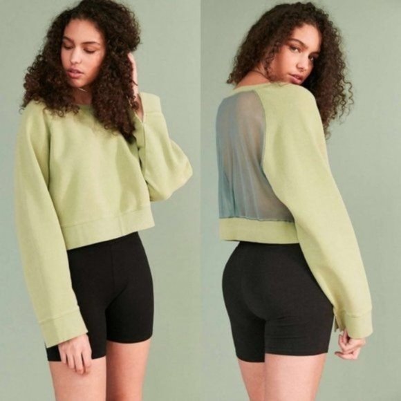 UO Silence Noise Mesh-Back Cropped Sweatshirt - Picture 3 of 8